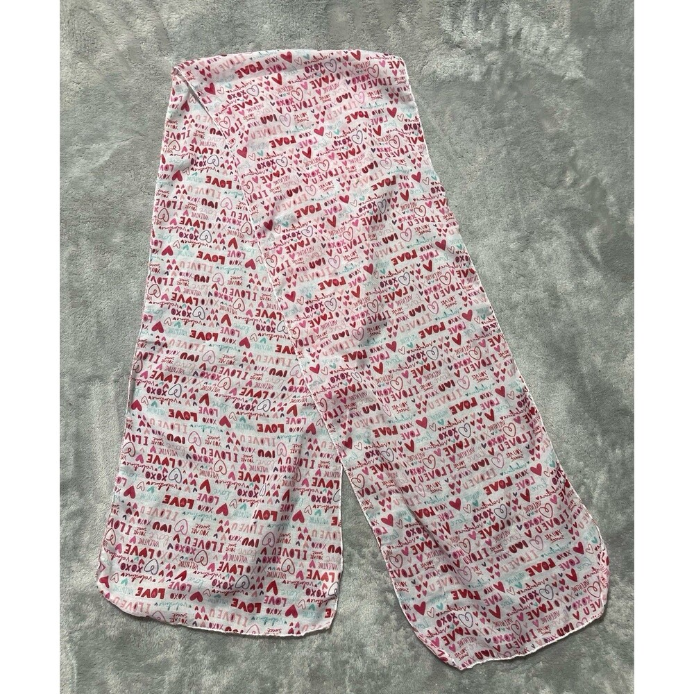 Valentine’s Day Scarf Women’s 10 1/2” W x 60” L Red & White Hearts Love Holiday
